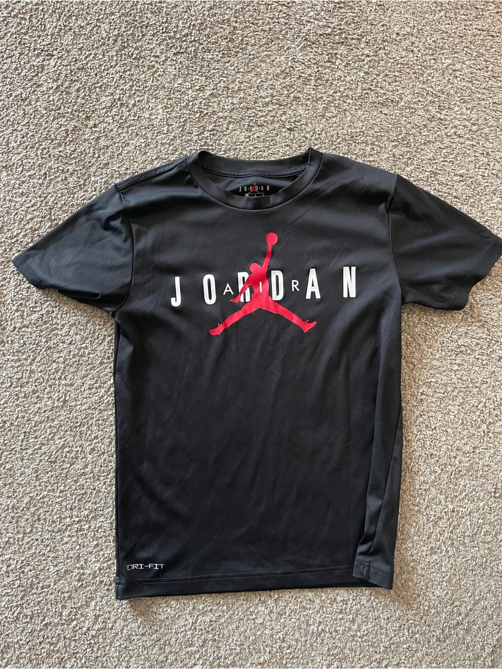 Jordan Boy Black Dri-FIT Logo T-Shirt with Red Jumpman